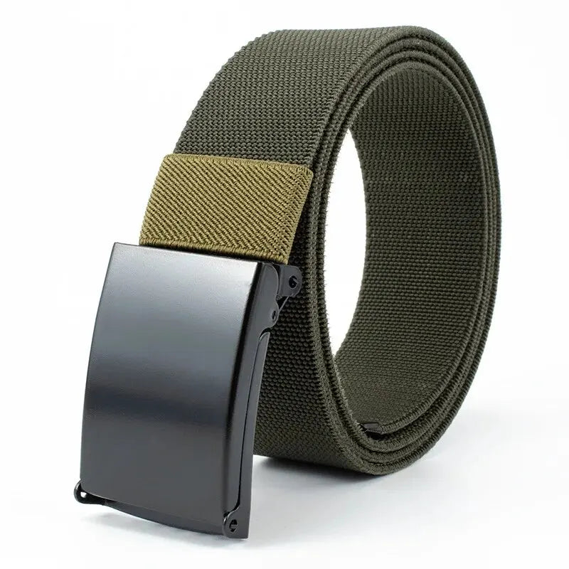 Men'S Belt Nylon Tactical Belt Metal Buckle Woven Elastic Belt Outdoor Training with Pants Jeans Belt Leisure Woven Belts Unisex