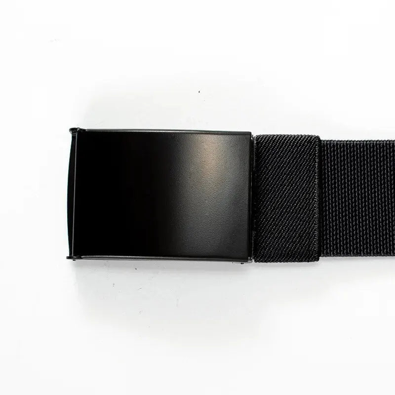 Men'S Belt Nylon Tactical Belt Metal Buckle Woven Elastic Belt Outdoor Training with Pants Jeans Belt Leisure Woven Belts Unisex