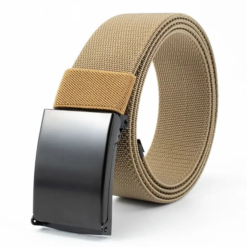 Men'S Belt Nylon Tactical Belt Metal Buckle Woven Elastic Belt Outdoor Training with Pants Jeans Belt Leisure Woven Belts Unisex