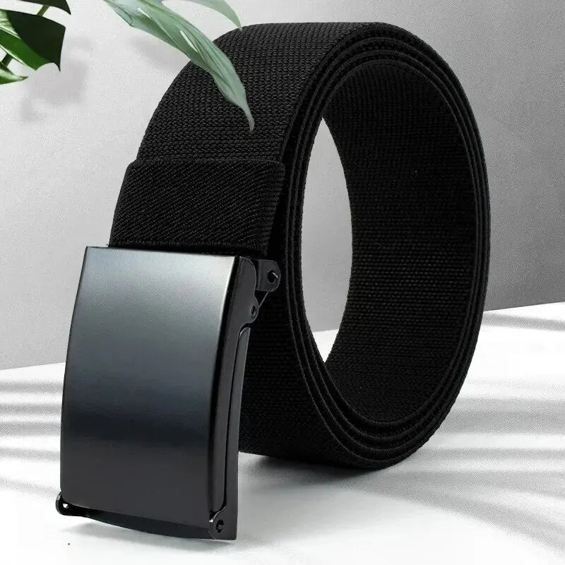 Men'S Belt Nylon Tactical Belt Metal Buckle Woven Elastic Belt Outdoor Training with Pants Jeans Belt Leisure Woven Belts Unisex