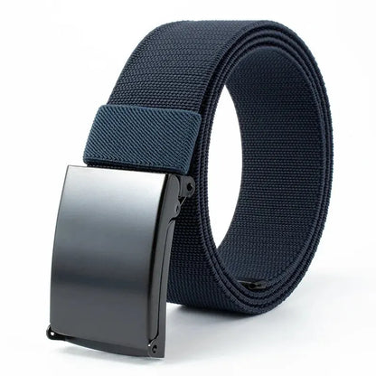 Men'S Belt Nylon Tactical Belt Metal Buckle Woven Elastic Belt Outdoor Training with Pants Jeans Belt Leisure Woven Belts Unisex