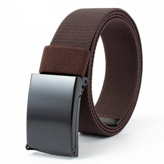 Men'S Belt Nylon Tactical Belt Metal Buckle Woven Elastic Belt Outdoor Training with Pants Jeans Belt Leisure Woven Belts Unisex