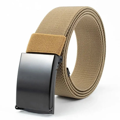 Men'S Belt Nylon Tactical Belt Metal Buckle Woven Elastic Belt Outdoor Training with Pants Jeans Belt Leisure Woven Belts Unisex