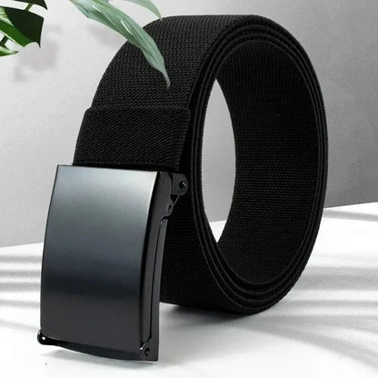 Men'S Belt Nylon Tactical Belt Metal Buckle Woven Elastic Belt Outdoor Training with Pants Jeans Belt Leisure Woven Belts Unisex